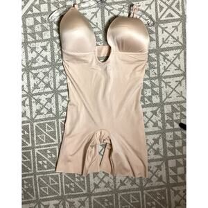 Spanx Suit Yourself Fancy Shaping Plunge Low-Back Mid-Thigh Champagne Beige XL